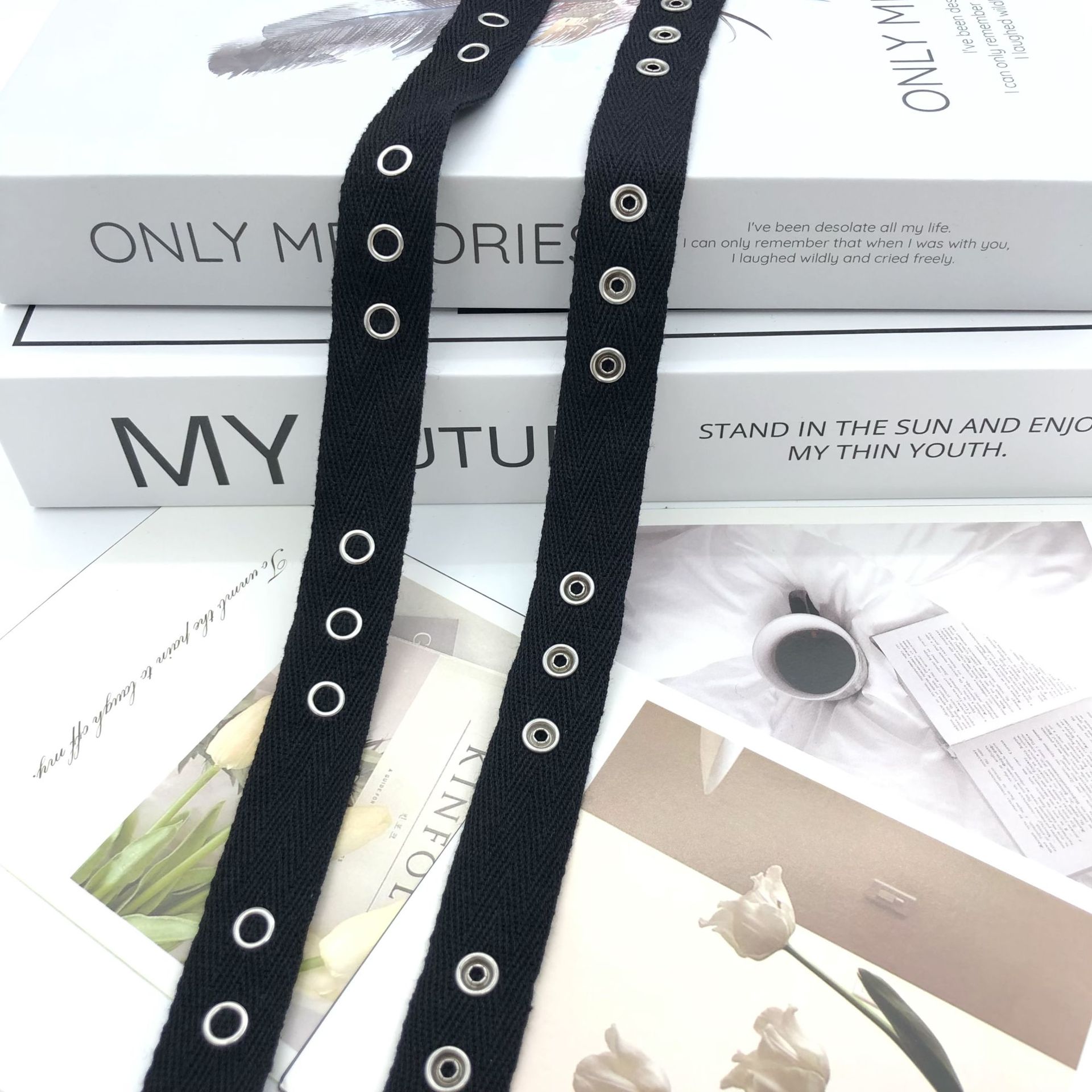 New Herringbone Woven Belt Dance Dress Clothing Belt Buckle Home Textile Accessories Wholesale 2Cm Black And White Metal Buckle Item Picture
