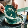 European-style gold-edge tableware, marble-patterned plates, Western plates, steak plates, household tableware, banquet dessert presentation model room Specification image