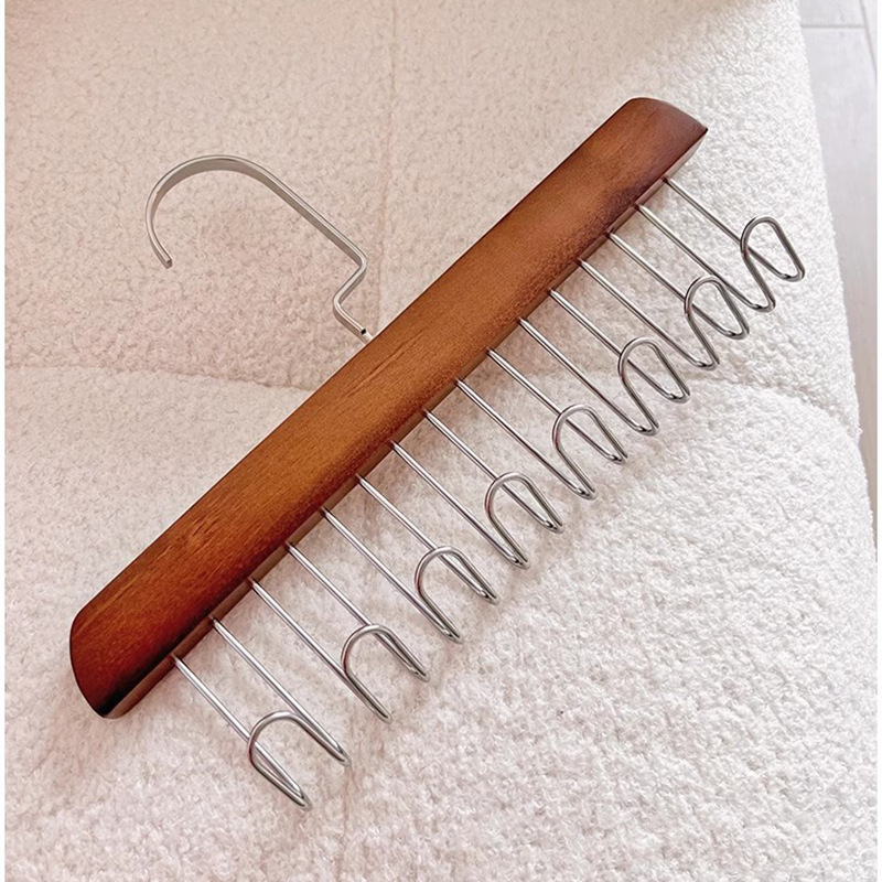 8-hook wooden hanger hanger for storing underwear, vests and ties, student dormitory solid wood wavy drying hanger Application Scenario