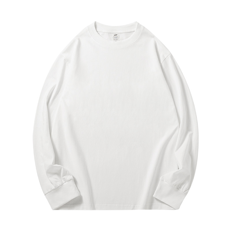 Huangque Knitting: 230g pure cotton threaded long-sleeved T-shirt for women, loose base layer for autumn and winter, wholesale for men Item Picture