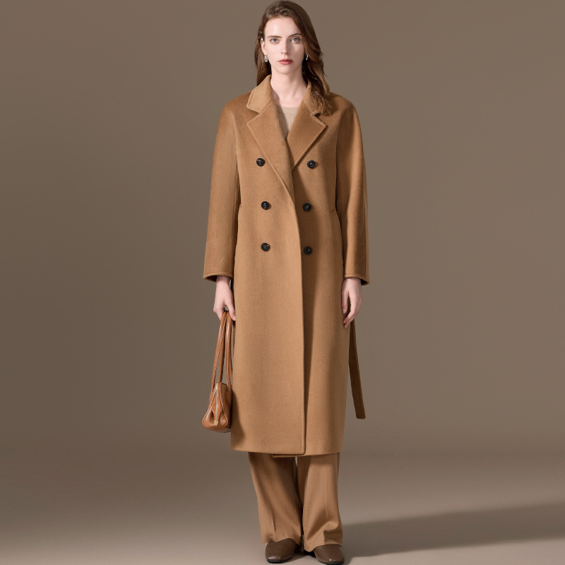 Lined With 100 Small Cashmere Coat Women's Winter Max101801 Flat Top Feeling Horn Buckle Wool