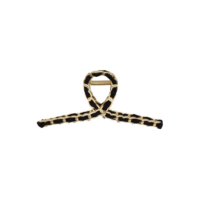 Temperament Metal Chain Grab Clip Wrapped Ribbon Hair Grab Korean Instagram Wind Shark Clip Hair Clip Clip Female Item Picture