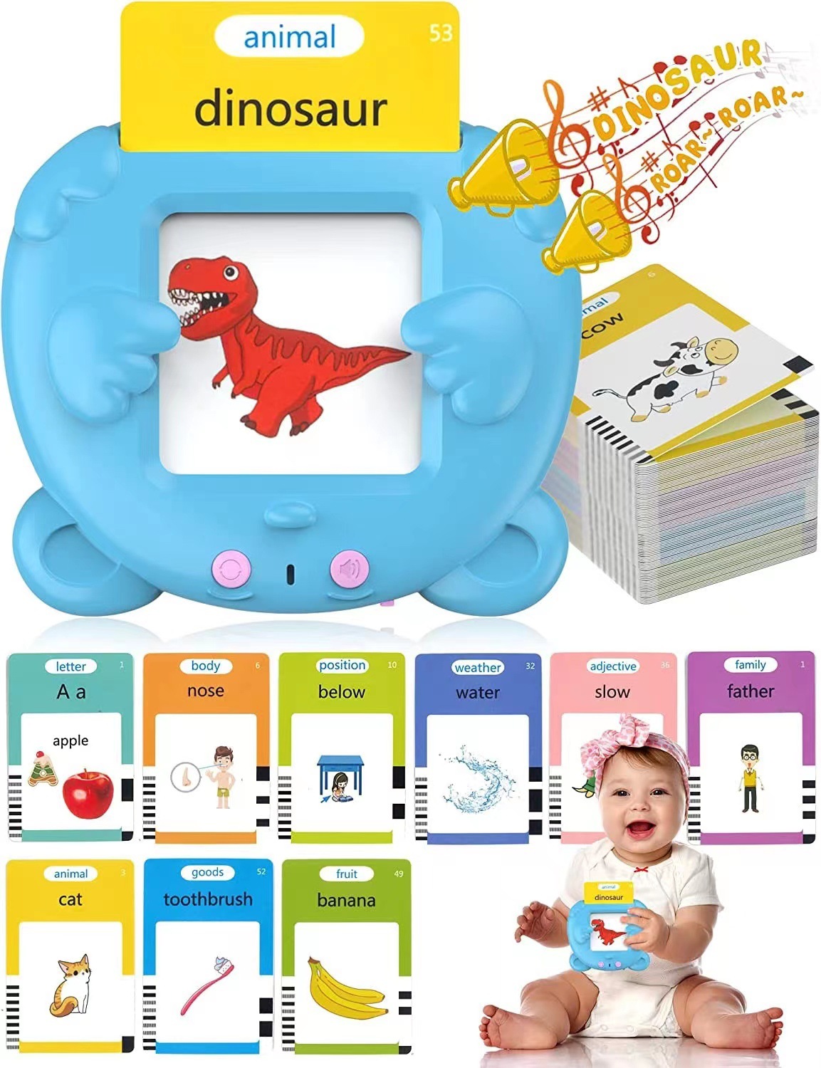 Educational early education card machine for children 1-3-6 years old bilingual Chinese and English enlightenment cognition and character recognition card learning machine toy
