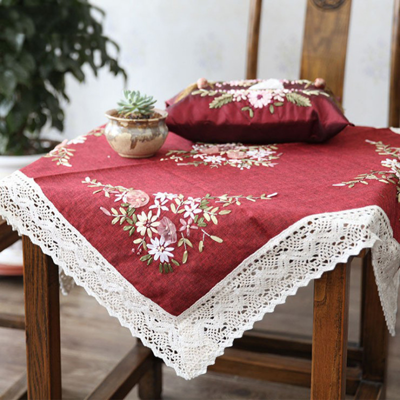Jin Hao Embroidery Diy Tablecloth Cloth Garden Small Fresh Rectangular Coffee Table Table Cloth Tablecloth Square Placemat