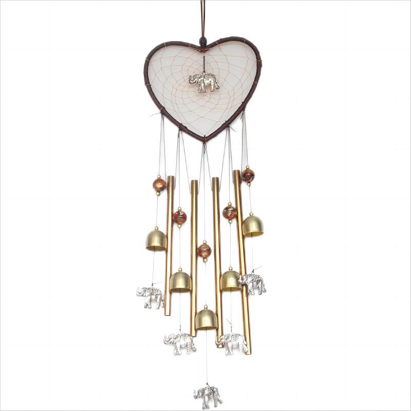 Love Dream Catcher Wind Chime Pendant Metal Silver Elephant Pendant Alloy Bell Aluminum Pipe Wind Chime Decoration Cross-Border Item Picture