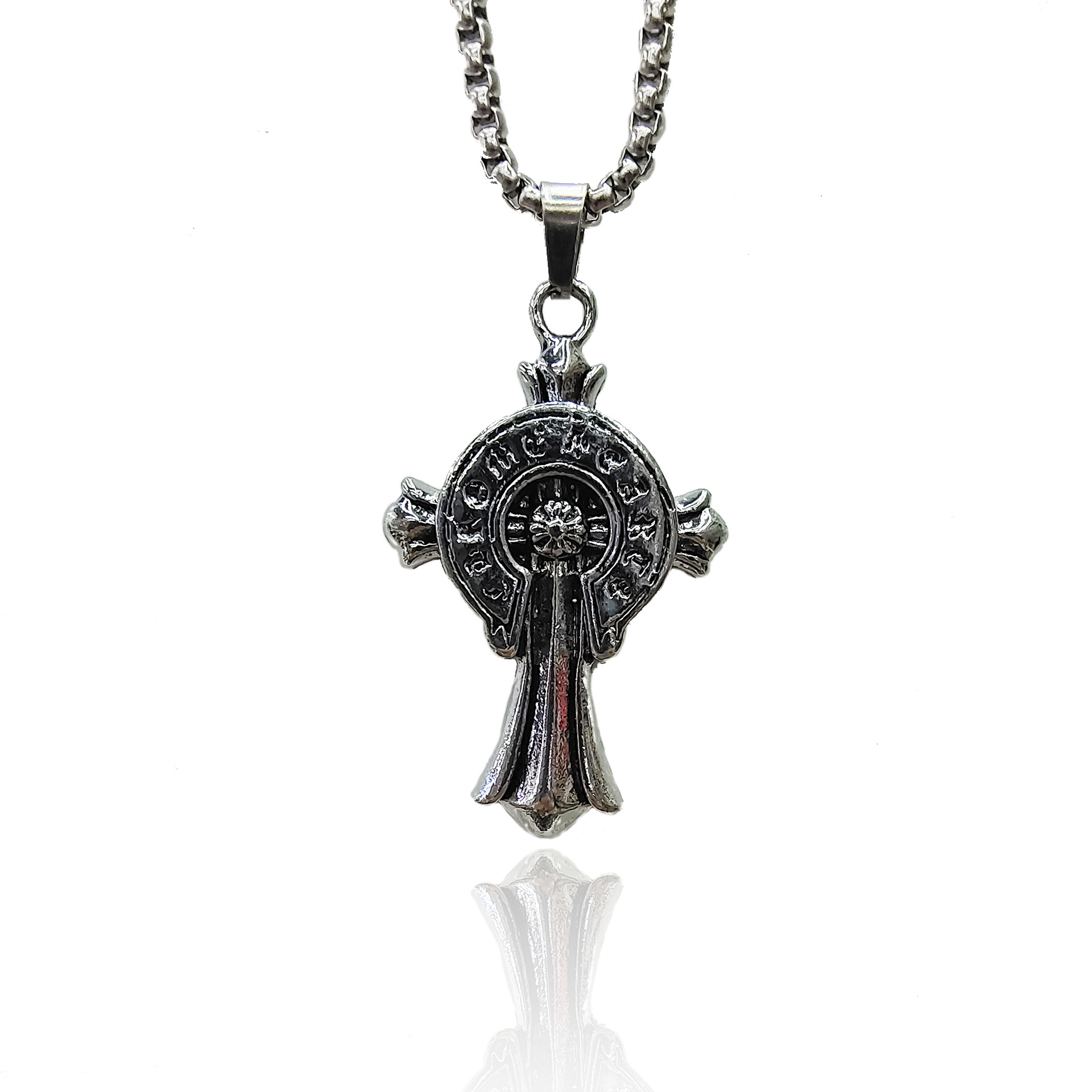 Net Red Men's Necklace Egyptian Cross Necklace Sweater Chain Stainless Steel Necklace Alloy Pendant Wholesale