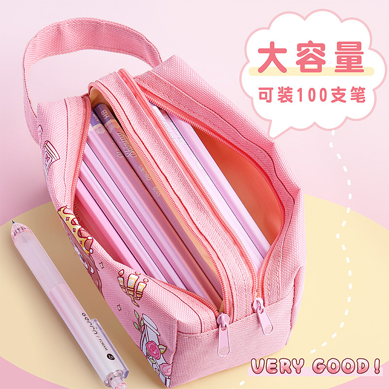 咔巴熊新款大容量笔袋高颜值新款简约多功能文具盒手提事方便携带详情图3