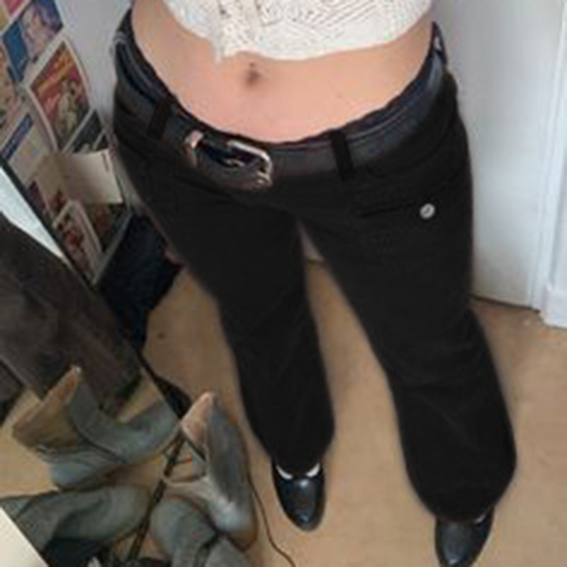New autumn and winter women's wear: brown jeans, retro and hot girl style, low-waisted straight-leg pants Application Scenario