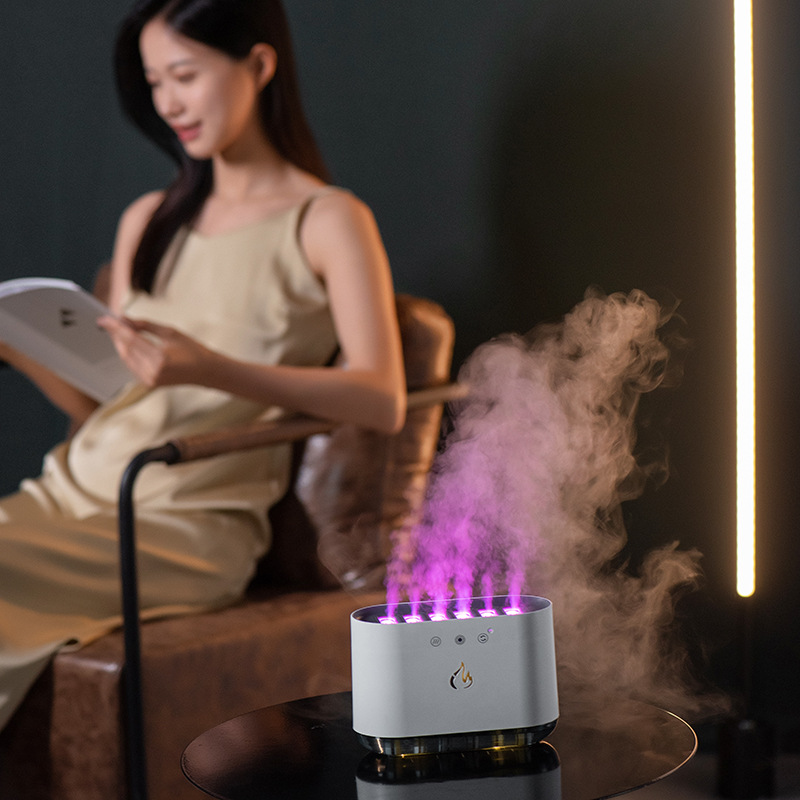 New simulation fog volume humidifier Dynamic pickup USB atmosphere light large capacity home flame aromatreatment machine Application Scenario