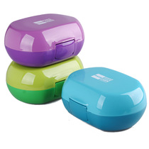 A302 Viassin Ya Xuan Xian Le double layer 3 cell lunch box Oval 700ml divided cell double layer lunch box