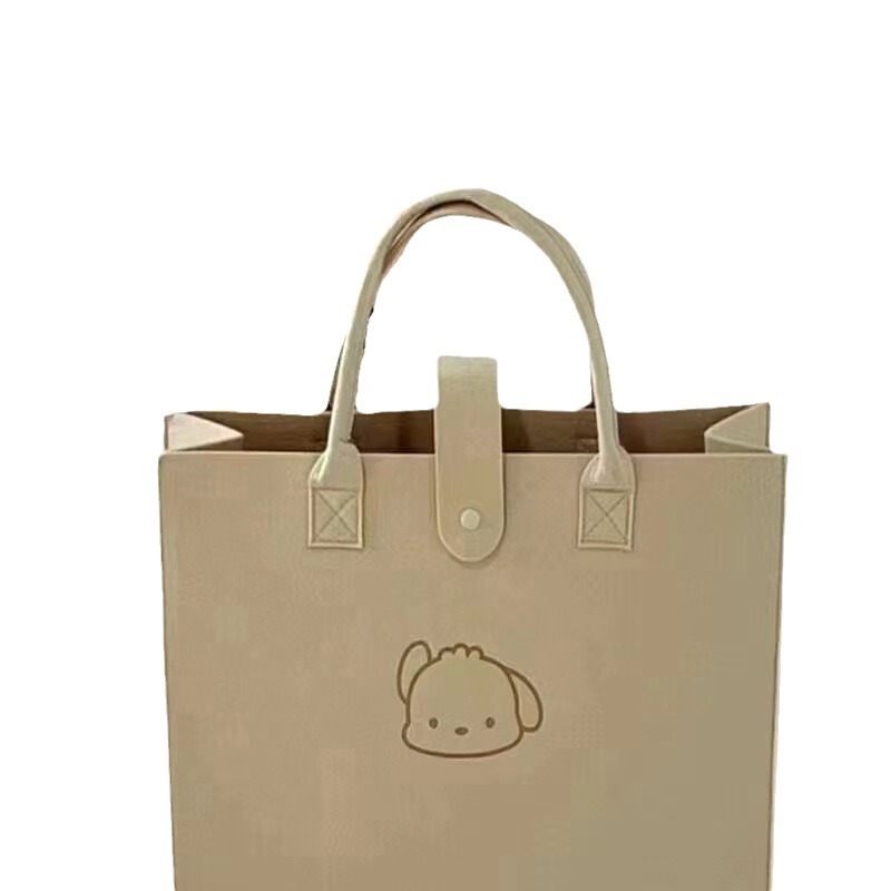 Felt bag, ins, three cloud dog handbag, large capacity tote bag, solid color, simple and large capacity handbag Item Picture