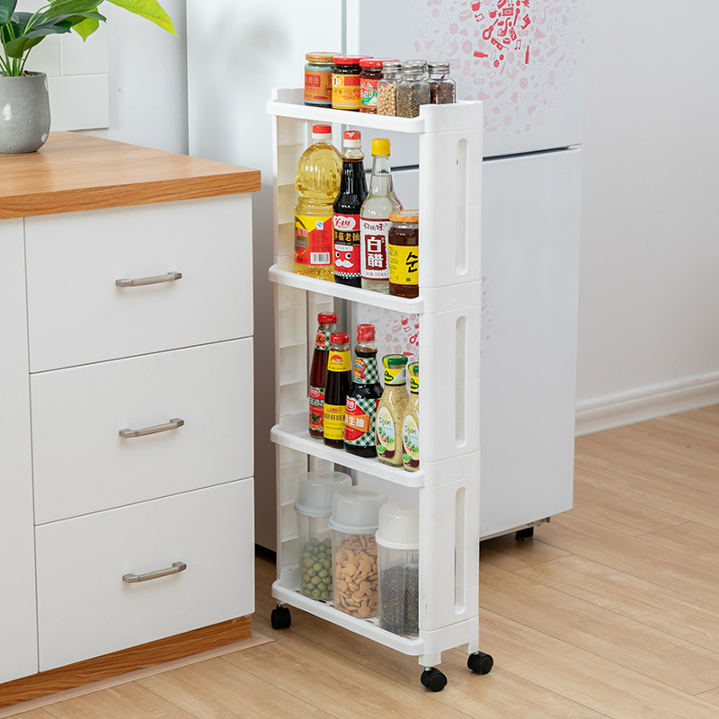 Kitchen bathroom toilet rack Toilet rack washing machine sewn storage rack Storage rack with wheels Specification drawing