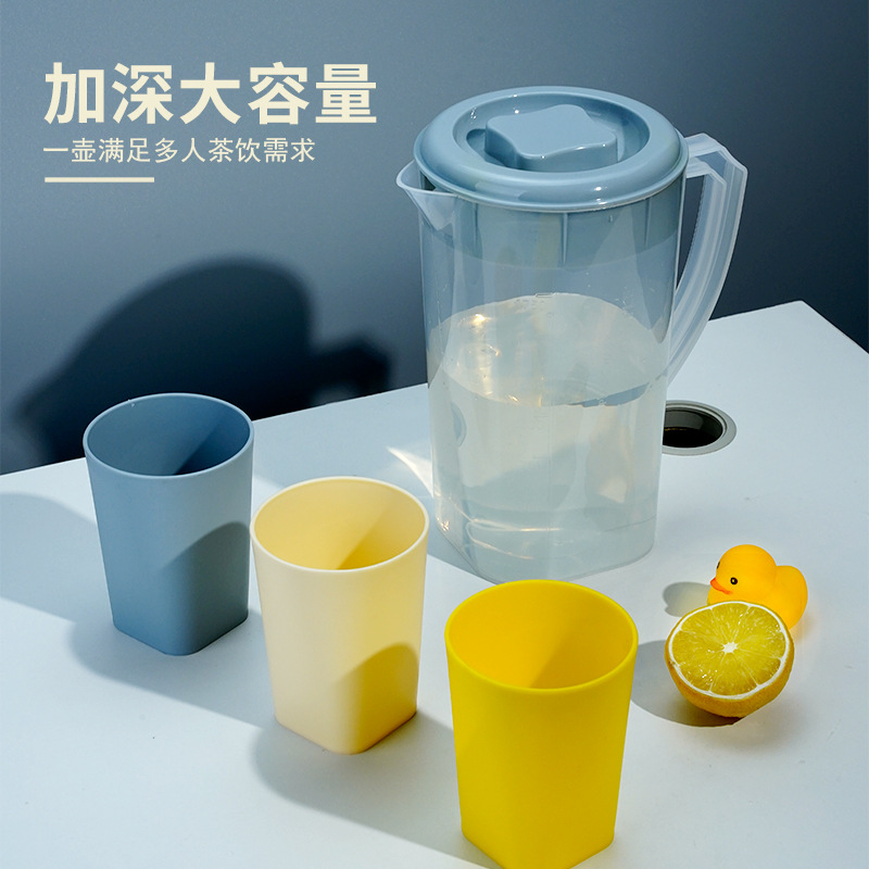 Plastic cold water kettle, heat-resistant and high-temperature resistant, large-capacity cold water kettle, juice tying kettle, high appearance level cold water cup, household set Specification image