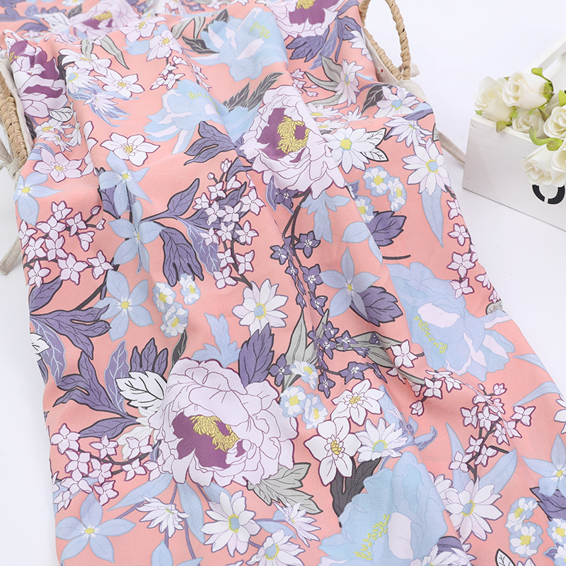 Boho Style Summer Clothing Fabric Polyester Four-Sided Elastic Plain Print Fabric Specification drawing