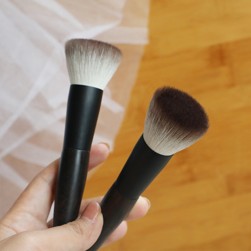 Jiesilin Flat Head Powder Brush Ebony Purified Fine Light Peak Wool Setting Brush Cangzhou Novice Animal Hair Makeup Brush details Picture