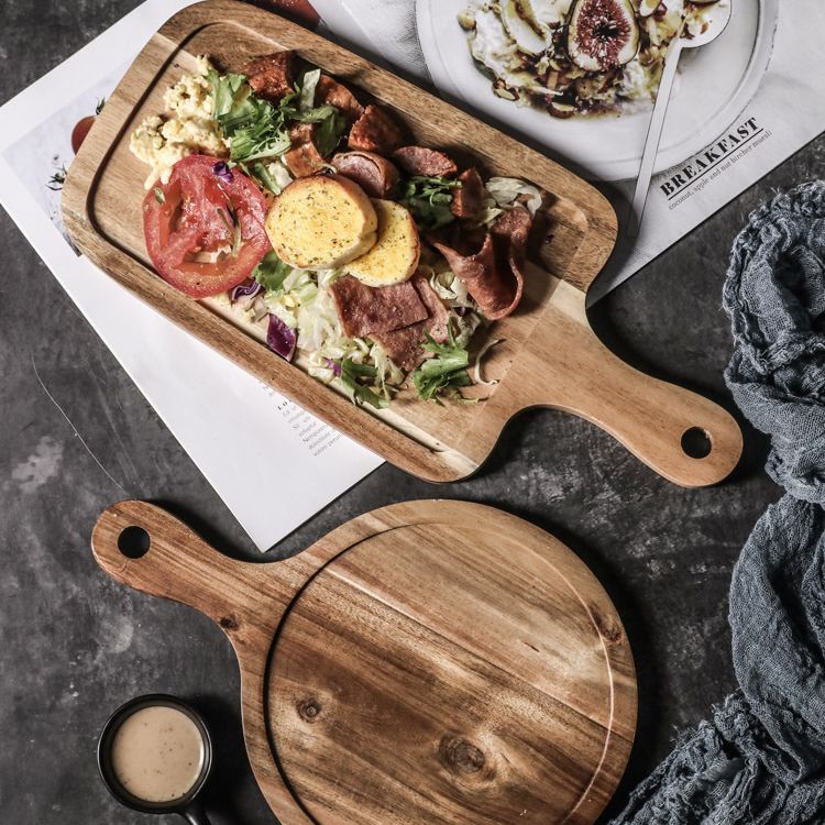 牛排餐盘木质家用日式木盘长方形盘子西餐盘早餐餐具披萨木板托盘图