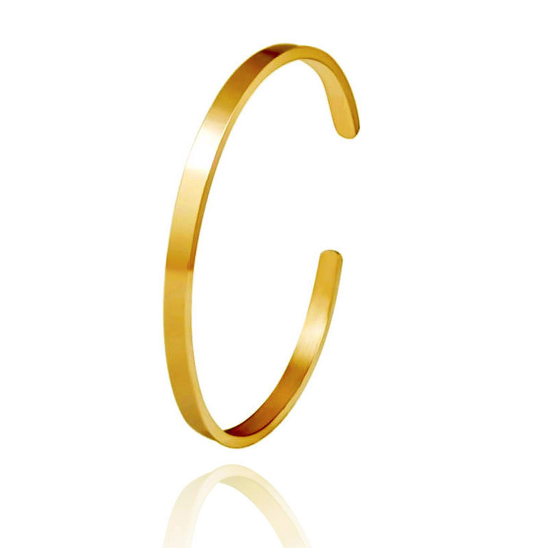 跨境热销 欧美光面不锈钢手镯 DIY刻字光面钛钢开口女士手镯手链