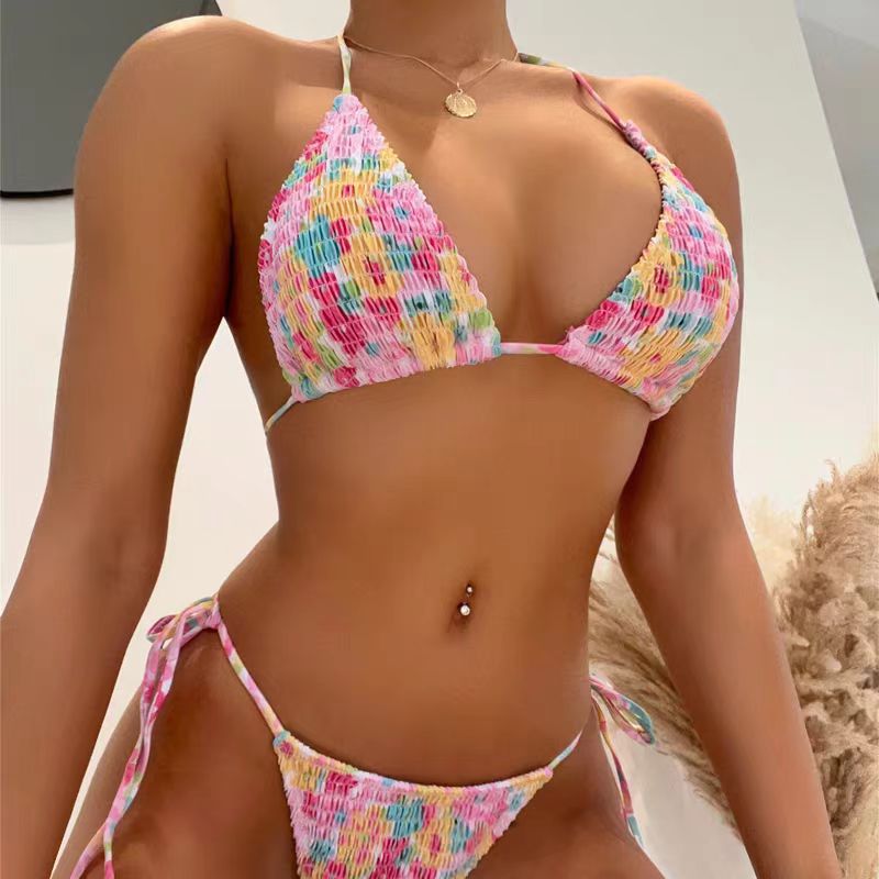 2024 New Europe And The United States Hot Selling Fashion Women's Pleated Bikini Fashion Set