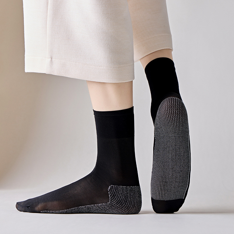 Summer cotton-soled silk socks for women, anti-hook and sweat-absorbing velvet short silk socks for women, anti-slip flesh-colored cotton-soled silk socks short socks Specification image