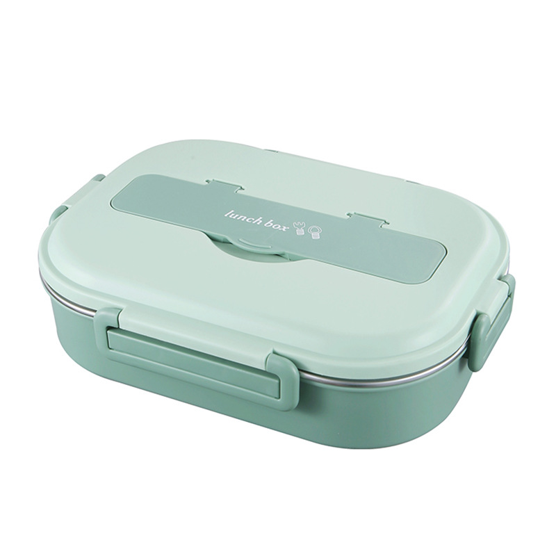 304 Stainless Steel Insulated Lunch Box Rectangular Sealed Divider Bento Box Portable Student Fresh-Keeping Box Light Food Box Item Picture