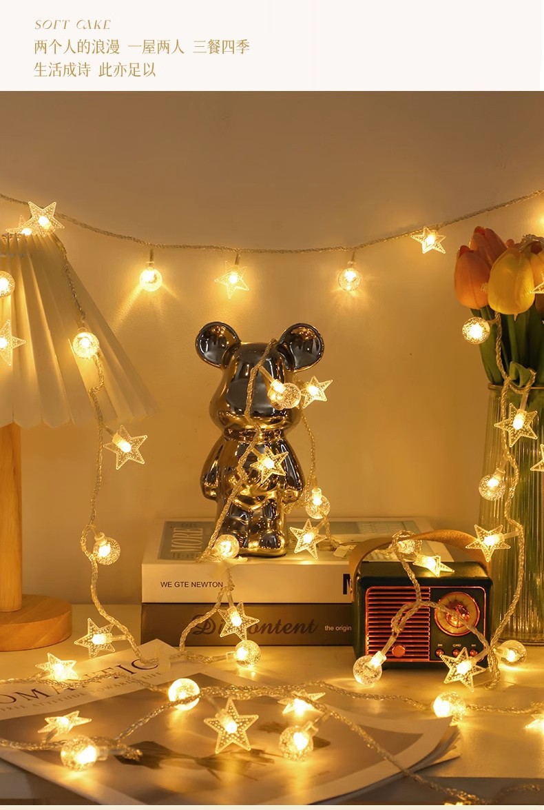Star-shaped light strips, led small colored lights, flashing lights, string lights, starry sky, birthday atmosphere lights, outdoor camping, stall decoration lights pic 5