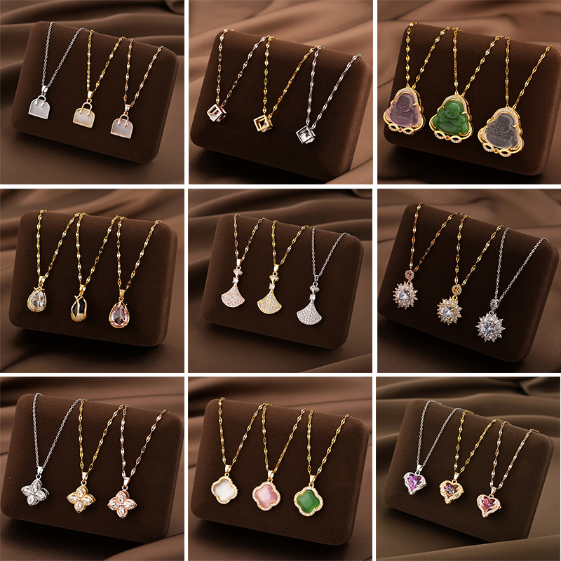 Cross-Border Hot Selling Korean Style Korean Style Titanium Steel Necklace Female Simple Luxury Design Sense Titanium Steel Collar Bone Chain Jewelry Wholesale