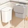 Wall-mounted kitchen trash can with lid, toilet, bathroom, living room, wastebasket, cabinet, kitchen waste hanging storage bucket Specification image