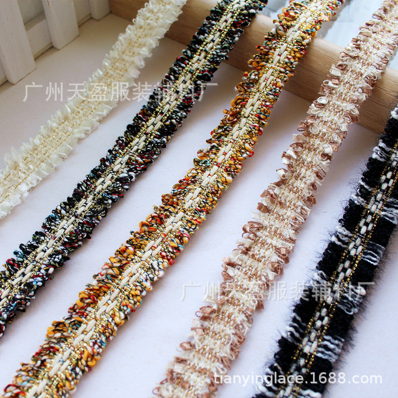 Tianying's new Korean version 2cm gold thread chanel-style woven ribbon lace trim clothing DIY decorative accessories are directly approved by the manufacturer details Picture