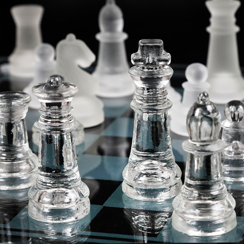 供应25*25cm 磨砂玻璃国际象棋(glass chess set)玻璃水晶象棋详情图4
