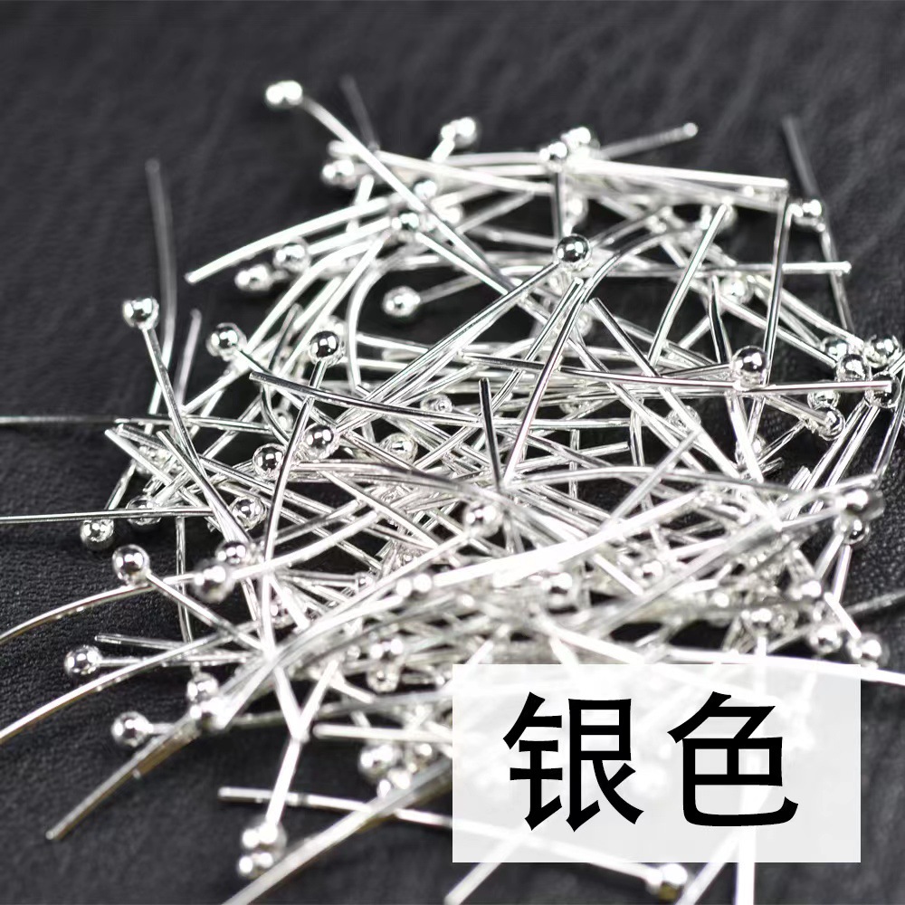 Handmade beaded copper ball pins 10,000 yuan per package, round head pins, beaded pins, large head pins, diy hairpins, pendants, connecting pins and accessories Specification image