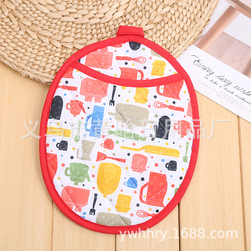 【LOVELY HOME】 Manufacturers direct print microwave gloves Kitchen heat insulation mat Love heat insulation gloves oval heat insulation mat Item Picture
