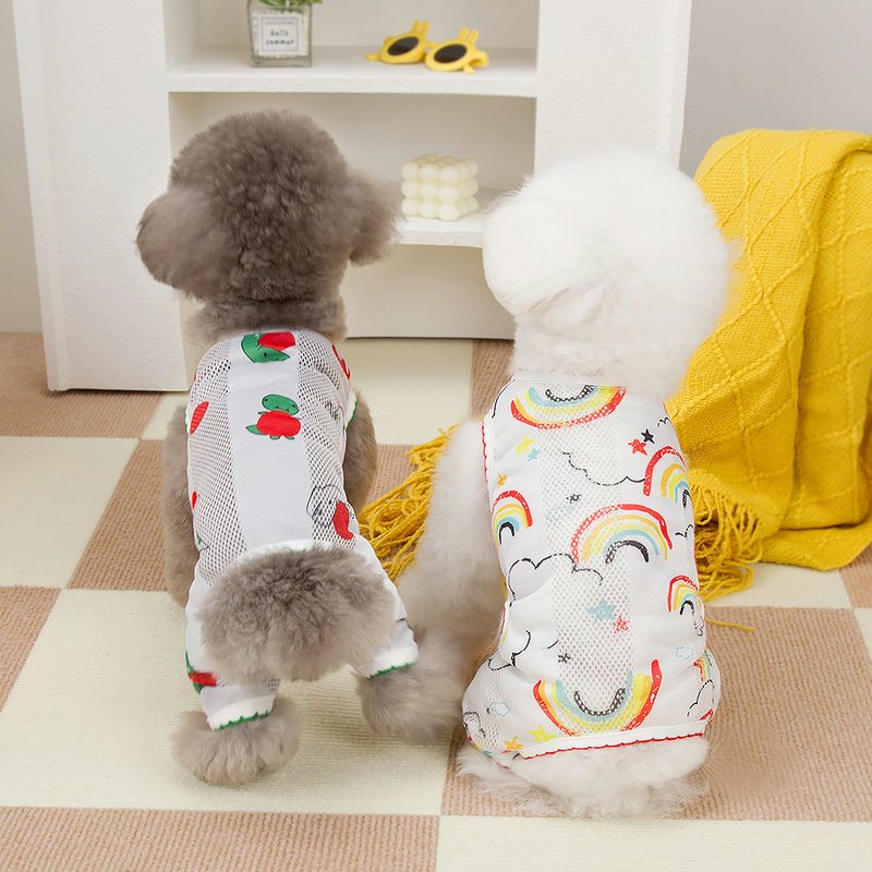 Dog clothes for spring and summer, cute and breathable cat home wear, small dog puppies, Bichon Frises, Pomeranians, mosquito repellent four-leg pants Application Scenario