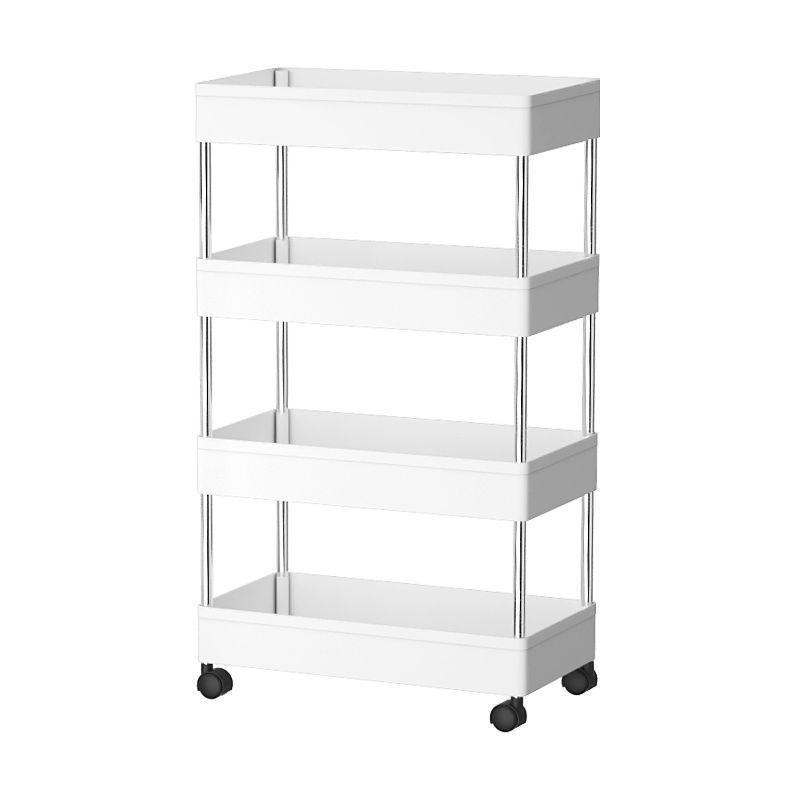 Narrow movable storage rack, kitchen floor-standing storage rack, multi-layer wheeled bathroom plastic rack Item Picture