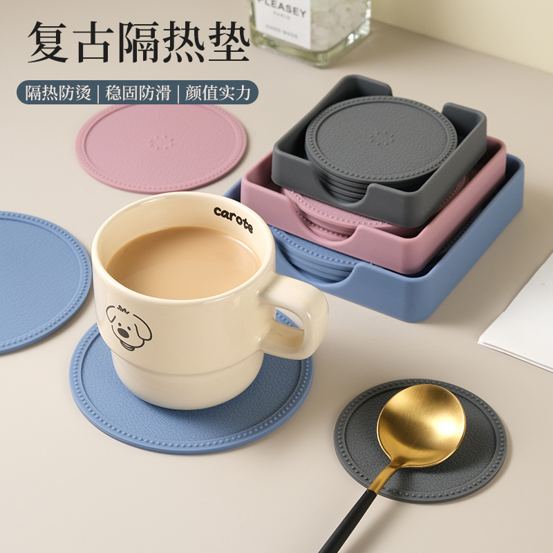 Platinum food-grade silicone heat insulation pad, anti-slip commercial round coaster, heat-resistant teacup pad, household high-temperature resistant Platinum food-grade silicone heat insulation pad, anti-slip commercial round coaster, heat-resistant teacup pad, household high-temperature resistant