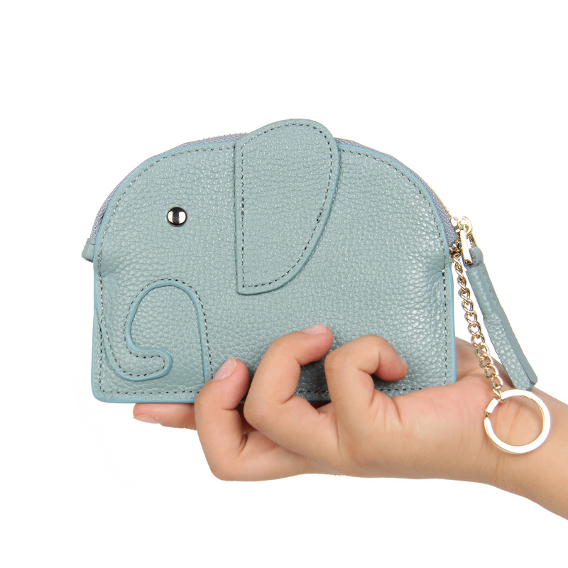 可爱创意大象日系零钱袋ins真皮女士迷你零钱包钥匙扣硬币收纳包图