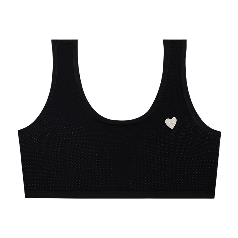 New girl underwear women's one piece pneumothorax pad pure cotton inner anti-leakage fixed cup vest bra Item Picture