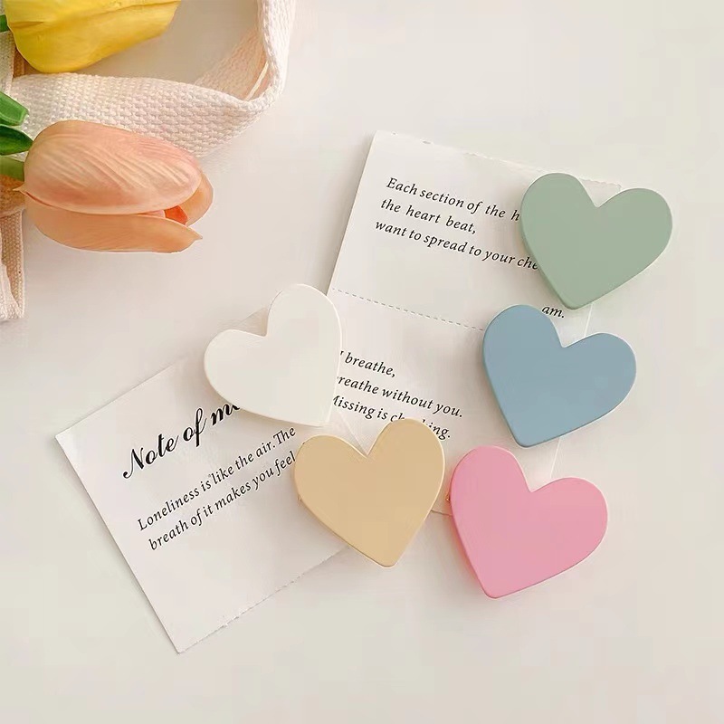 日韩糖果色爱心发夹可爱百搭刘海夹少女发卡网红发饰森系头饰批发图