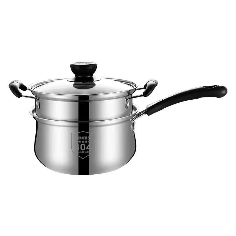 Stainless steel milk pot, small soup pot, small steamer, mini pot, baby food cooking, hot milk pot, induction cooker, small milk pot Item Picture