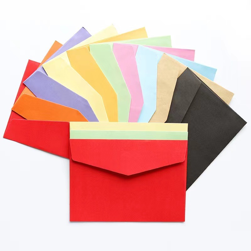 亚马逊创意加厚空白蓝色白黄牛皮纸信封会员卡片婚礼包装纸袋