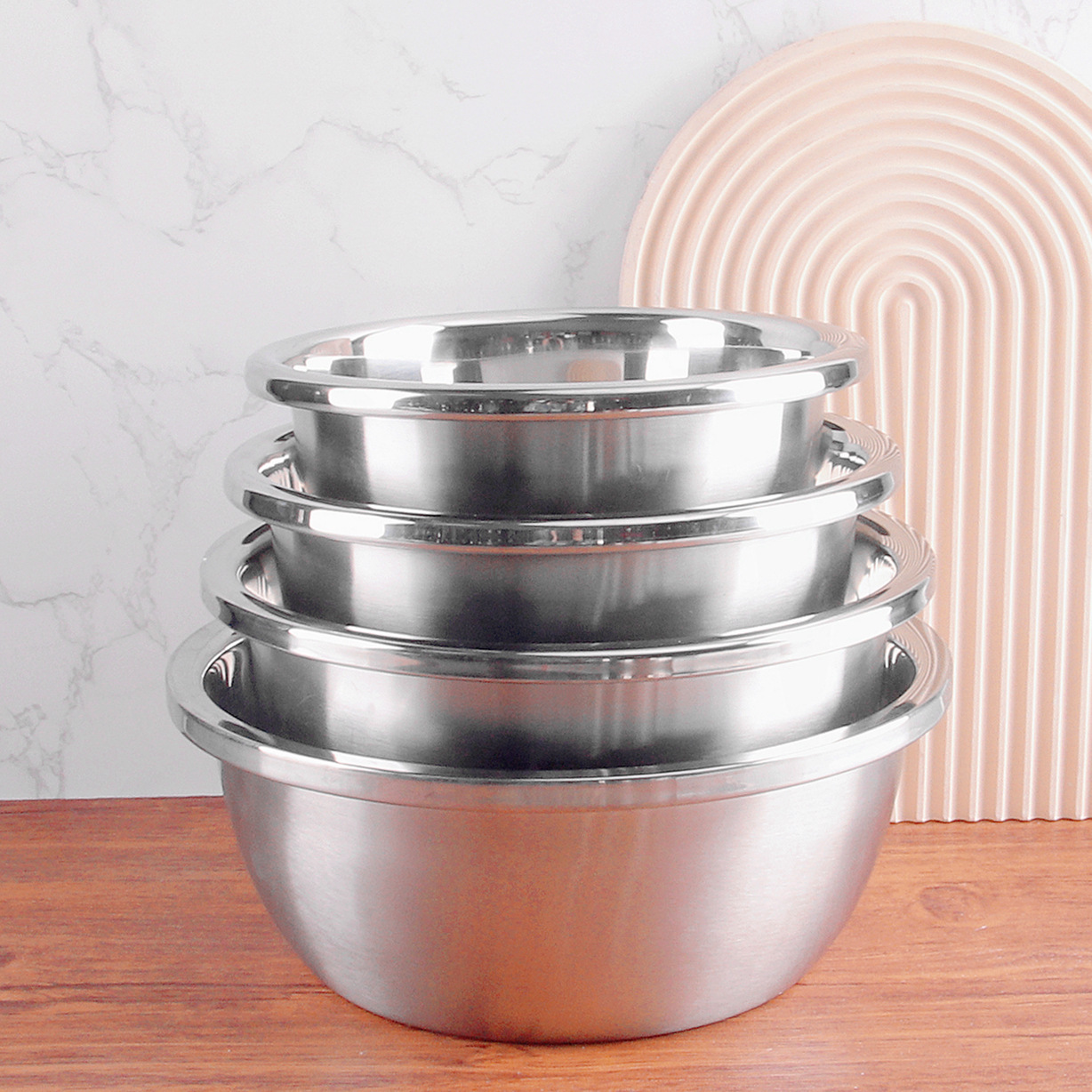 304 Stainless Steel Basin Thickened Non-Magnetic Reverse Edge Seasoning Basin Multi-Purpose Basin Household Multi-Function Soup Basin Seasoning Basin Wholesale Application Scenario