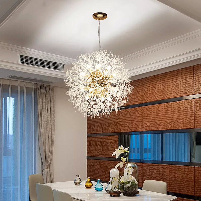 Light Luxury Living Room Chandelier Bedroom Light Crystal Light Modern Simple Nordic Firefly Net Red Restaurant Light Dandelion details Picture
