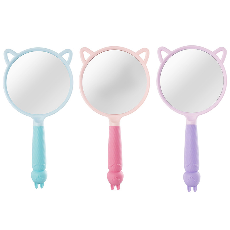 Original Bunny Dorm Mirror Diy Handmade Hd Handle Mirror Desktop Handheld Grooming Mirror Plastic Item Picture