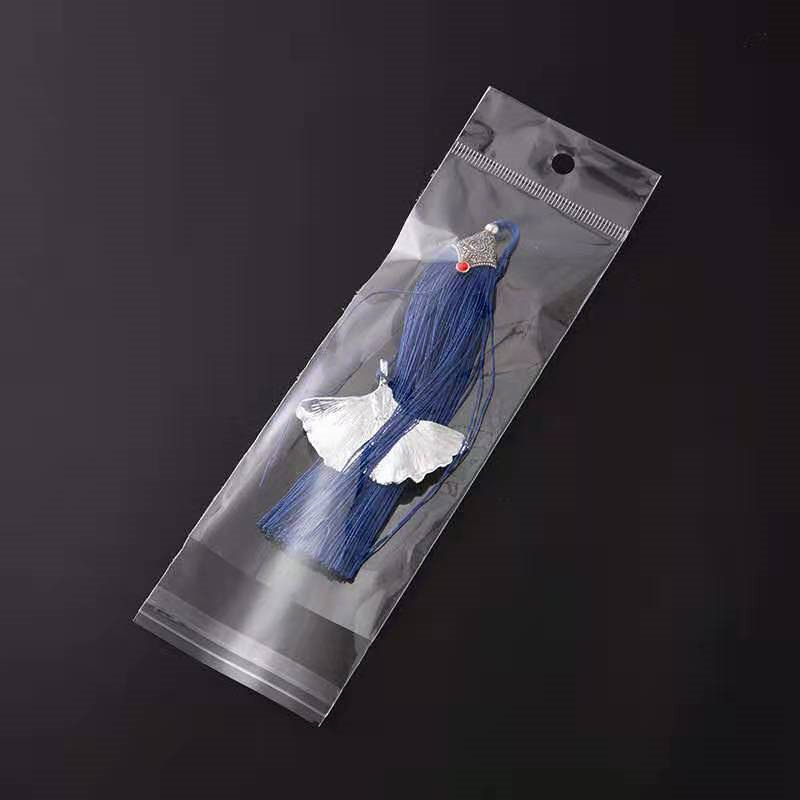 opp card head bag, transparent plastic packaging bag, jewelry and stationery transparent hanging head bag, opp bag printed LOGO Specification image