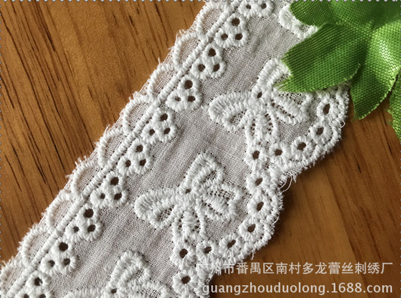 Factory stock: 4cm cotton fabric with embroidered barcode lace, small perforated lace accessories, hollowed-out and perforated cotton fabric barcode pic 3