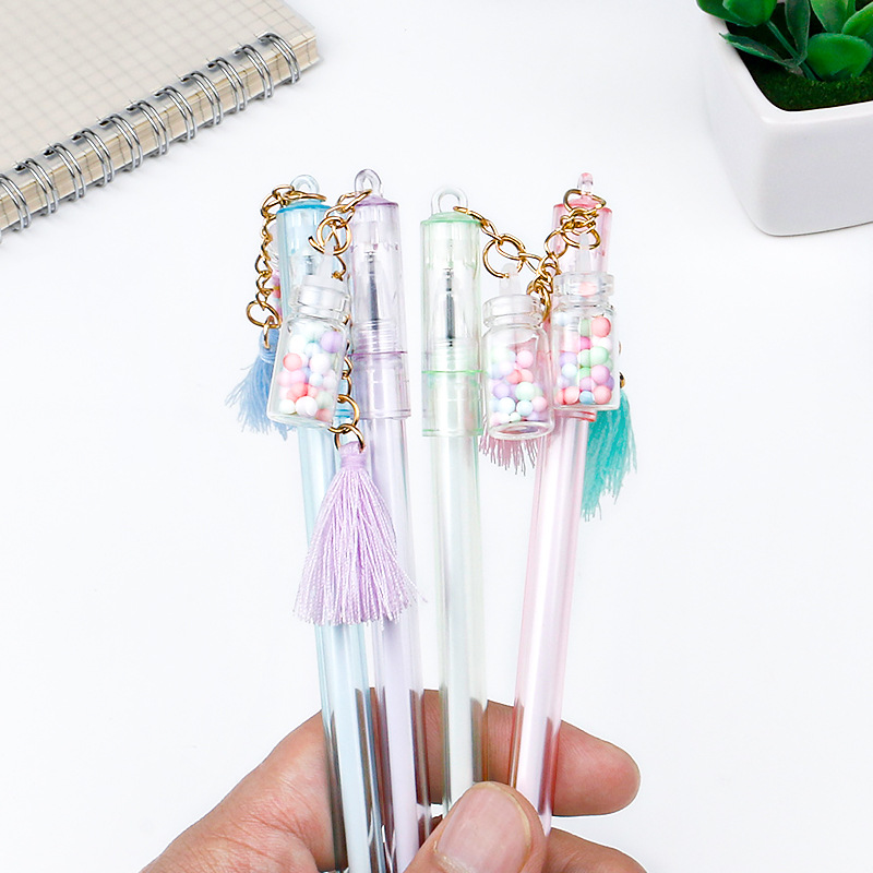 Drift bottle tassel pendant, gel pen, small bottle pendant, water pen, 0.5mm black needle tube type student signature pen details Picture