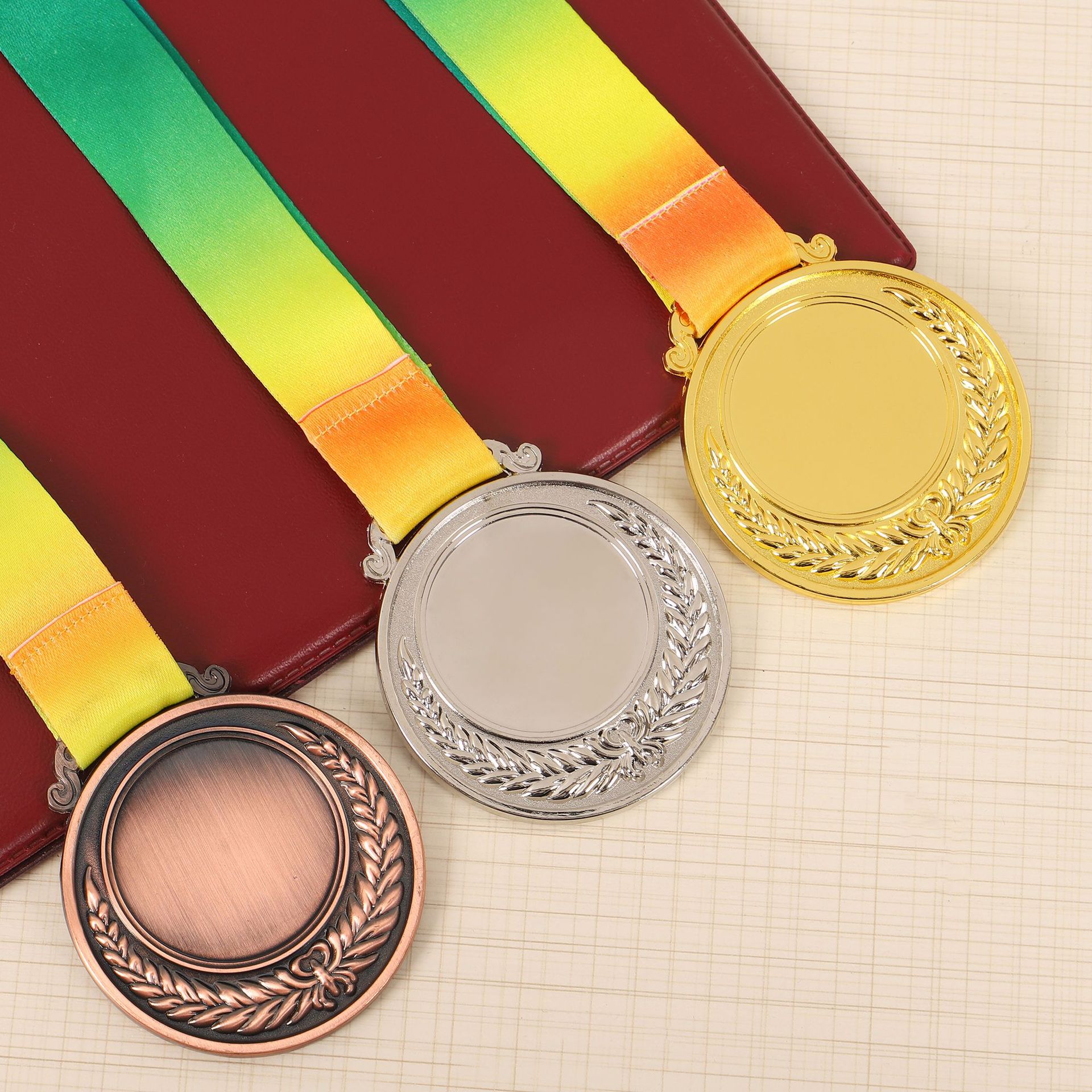 Ready-made universal metal MEDALS, marathon race wheat ear MEDALS, customized school sports meeting competition, kindergarten Specification image
