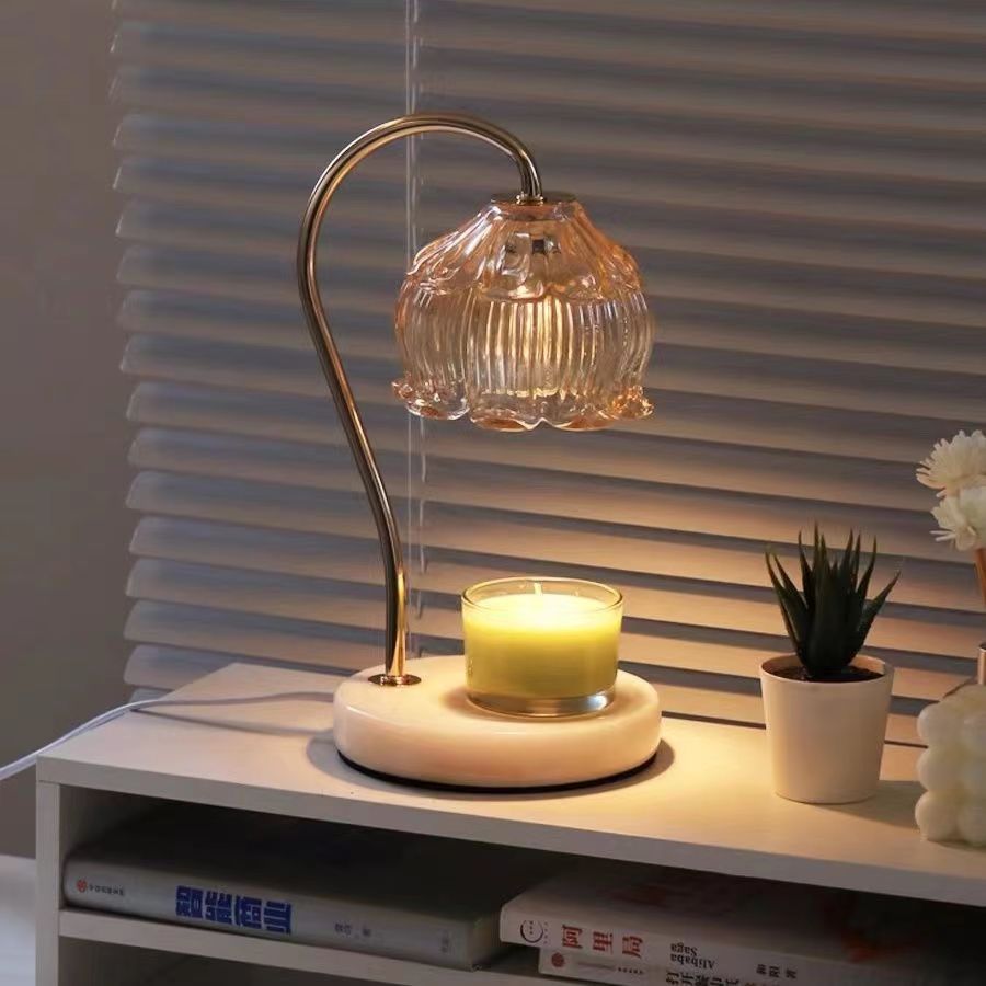 Marble Melting Candle Lamp Ins Fragrance Gift Desk Lamp Smokeless Temperature Control American Retro Night Light Aromatreatment Melting Wax Lamp Specification drawing