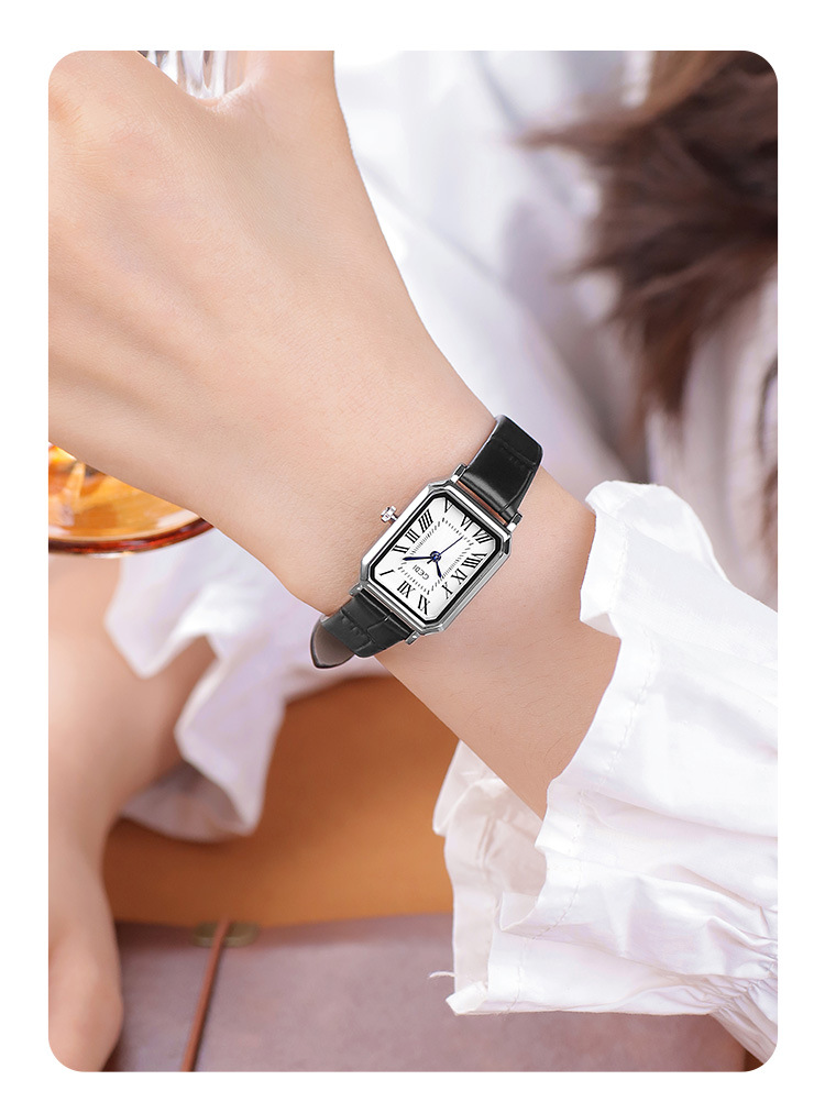 歌迪经典款复古小方简约高级学生款真皮腕表手表女士精致百搭详情11