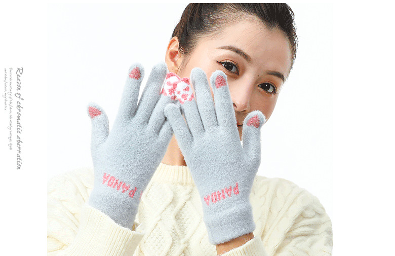 冬季女式针织触屏手套可爱韩版厂家现货批发冬季户外骑行毛线手套详情图2