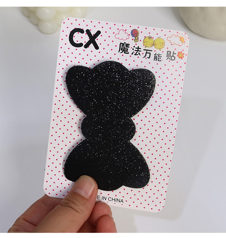 黑色亮片刘海贴碎发贴简约魔术贴爱心花朵魔法贴成人发帖发饰批发详情7